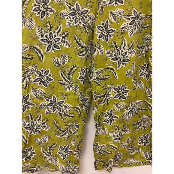 Tahari 100% Linen Wide Leg Pants Tropical Leaf NWT Size Large - Picture 3 of 7
